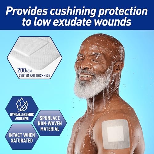 MED PRIDE Bordered Gauze-Island Dressing 4'' x 4'' – 25 einzeln verpackte sterile Wundauflagen mit Kleberand, saugfähig & atmungsaktiv, latexfrei