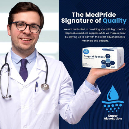 MED PRIDE 4x4 cm Mullkompressen, 200 Stück, 12-lagig, extra saugfähig | Unsterile Verbandgaze | Ideal für Wundversorgung, Reinigung und Erste-Hilfe