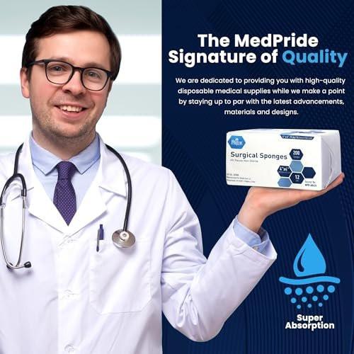 MED PRIDE 4x4 cm Mullkompressen, 200 Stück, 12-lagig, extra saugfähig | Unsterile Verbandgaze | Ideal für Wundversorgung, Reinigung und Erste-Hilfe