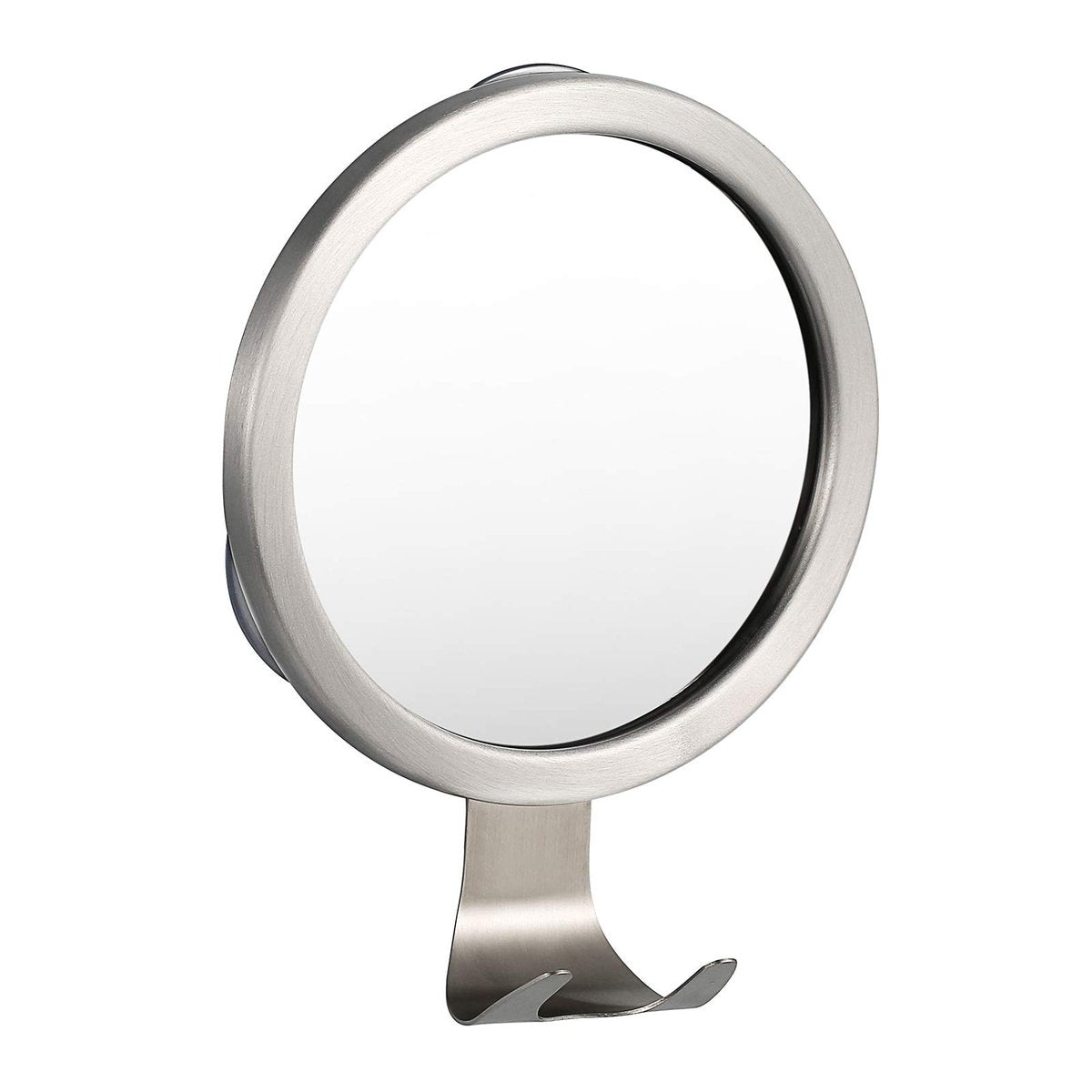 Ettori Duschspiegel beschlagfrei mit Rasiererhalter – kraftvoller Saugnapf, Aluminium, 19,8 x 15,5 cm, Silber