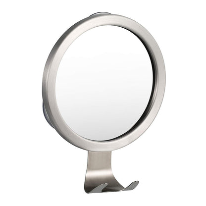 Ettori Duschspiegel beschlagfrei mit Rasiererhalter – kraftvoller Saugnapf, Aluminium, 19,8 x 15,5 cm, Silber