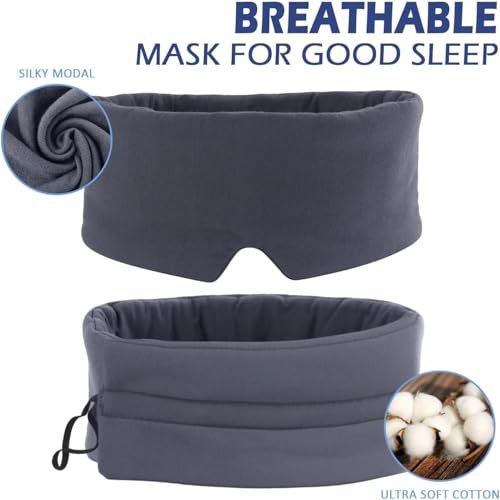 Mavogel Schlafmaske – Vollständige Lichtblockade, Atmungsaktive Modal Schlafmaske mit Verstellbarem Verschluss für Damen und Herren – Druckfrei für Reisen, Nickerchen und Schichtarbeit