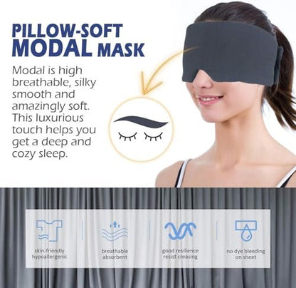 Mavogel Schlafmaske – Vollständige Lichtblockade, Atmungsaktive Modal Schlafmaske mit Verstellbarem Verschluss für Damen und Herren – Druckfrei für Reisen, Nickerchen und Schichtarbeit