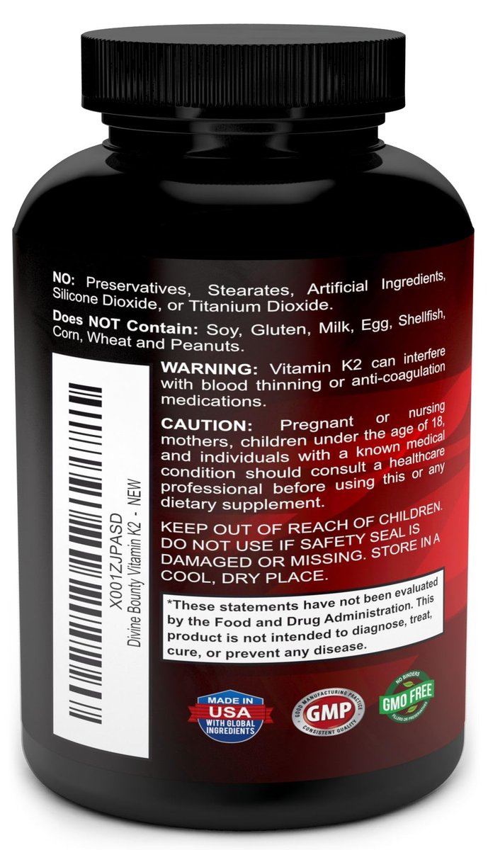 Divine Bounty Vitamin K2 (MK7 & MK4) mit D3 – Vitamin K & D als MK-7 100 µg, MK-4 500 µg und 5000 IE Vitamin D3 3-in-1 Formel – Knochen- und Herzunterstützung – 90 nicht-GMO vegetarische Kapseln