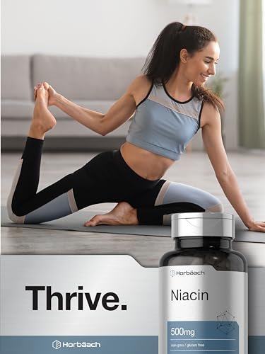 Horbäach Niacin | Vitamin B3 500mg | 100 Kapseln | mit Flush | Non-GMO, glutenfrei
