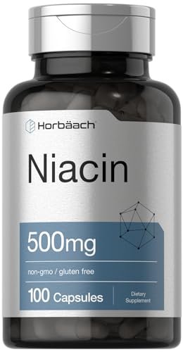 Horbäach Niacin | Vitamin B3 500mg | 100 Kapseln | mit Flush | Non-GMO, glutenfrei