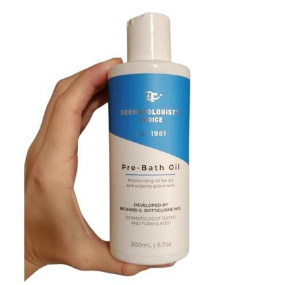 Dermatologist's Choice Pre-Bath Öl, Duftfreie Vorbehandlung für sehr trockene, empfindliche und zu Ekzemen neigende Haut, Unterstützt gesunde Hautbarrierefunktion, 200 ml