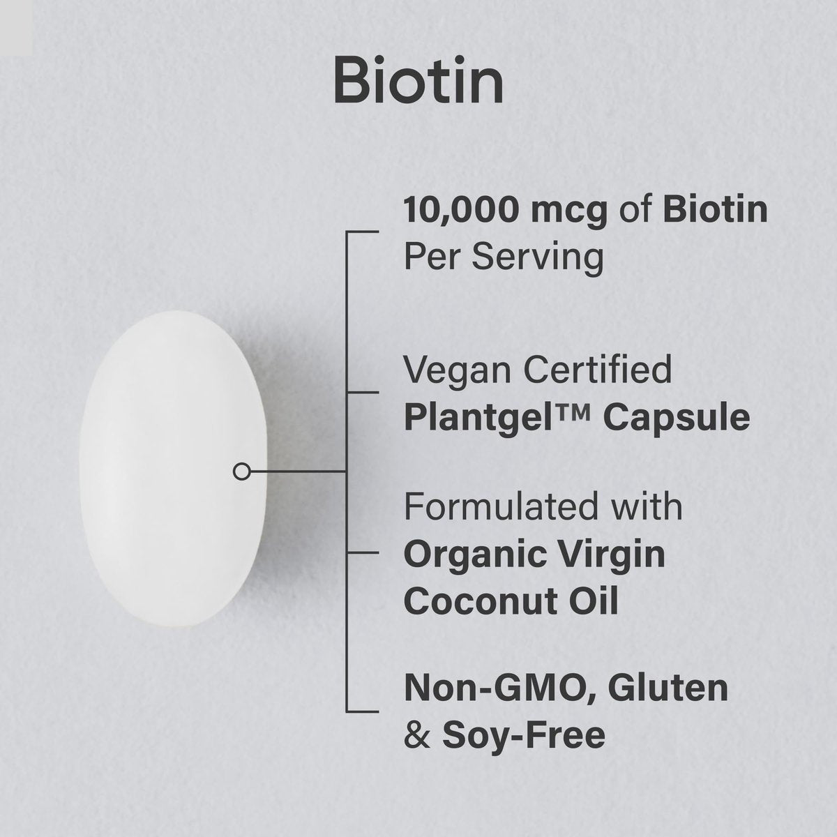 Sports Research® Biotin 10.000 mcg mit Bio-Kokosöl – Vitamin B7 für gesunde Haut und Haare* – Vegan, Non-GMO, gluten- & sojafrei – 30 vegane Weichkapseln