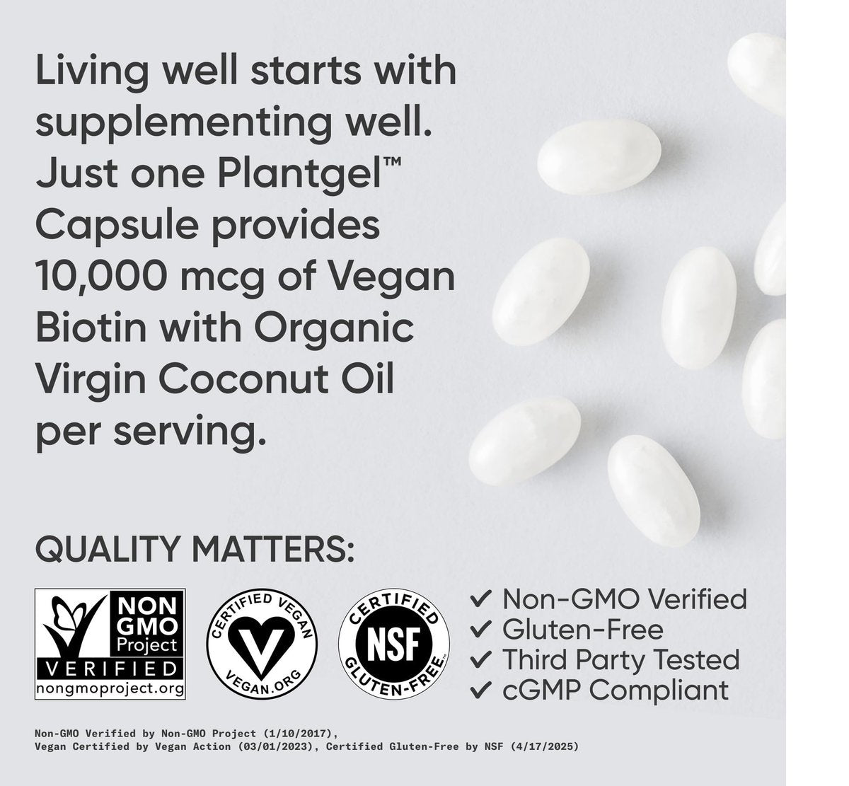 Sports Research® Biotin 10.000 mcg mit Bio-Kokosöl – Vitamin B7 für gesunde Haut und Haare* – Vegan, Non-GMO, gluten- & sojafrei – 30 vegane Weichkapseln
