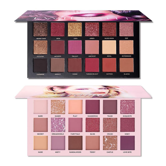 UCANBE 2-teiliges Lidschattenpaletten-Set: Twilight Dusk + Aromas Nude – Matt, Schimmer, Glitter, hochpigmentiert, samtig
