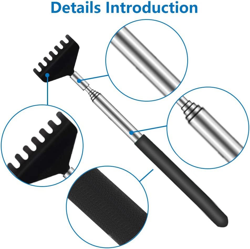 YIMICOO 6er-Pack Teleskop-Rückenkratzer – Ausziehbarer Metall-Rückenkratzer mit weichem Gummigriff, ideal als Geschenk zu Thanksgiving, Geburtstag und Weihnachten