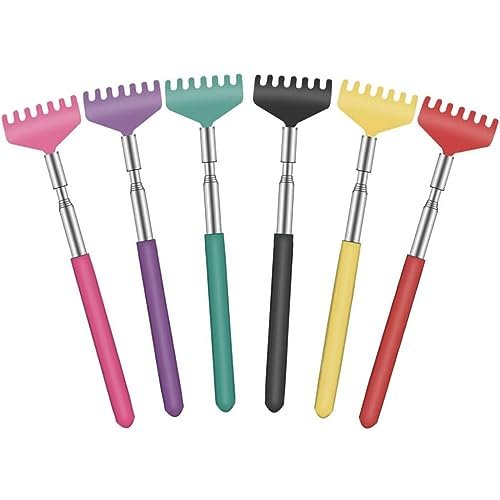 YIMICOO 6er-Pack Teleskop-Rückenkratzer – Ausziehbarer Metall-Rückenkratzer mit weichem Gummigriff, ideal als Geschenk zu Thanksgiving, Geburtstag und Weihnachten