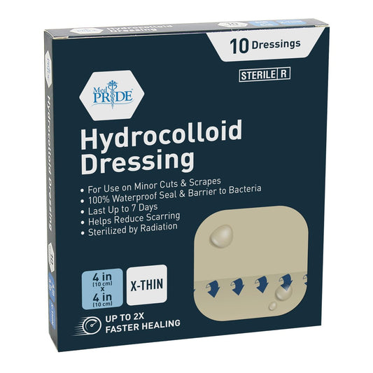 MED PRIDE Hydrokolloid-Wundauflagen und -Verbände, hochabsorbierend, wasserabweisend, bequem, mehrtägige Nutzung (10 x 4'' x 4'' X-Dünn)