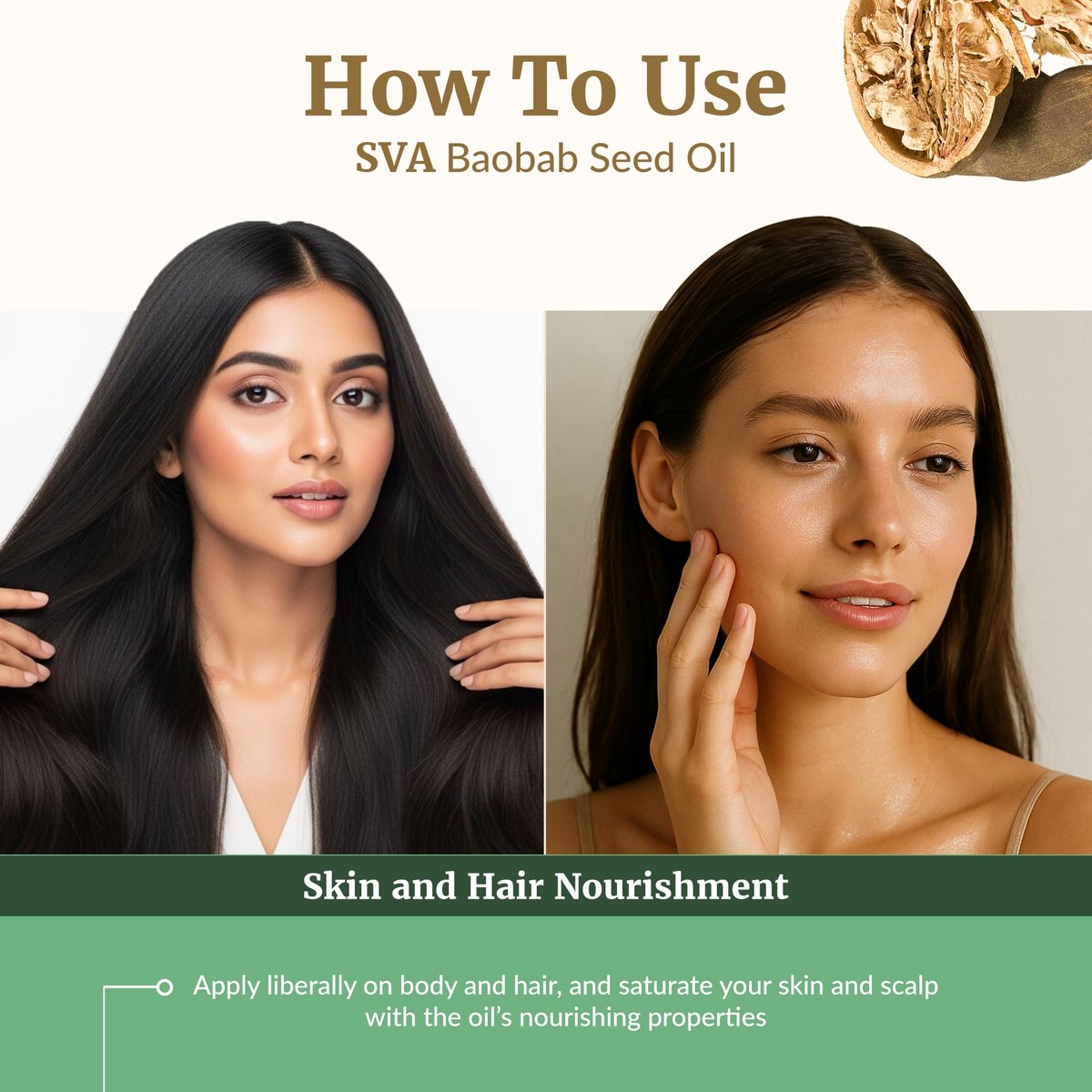 SVA Baobab Samenöl Bio - 118 ml – 100% natürlich kaltgepresstes Bio-Baobaböl – für Gesicht, Hautpflege, Haarpflege, Kopfhautmassage & Körpermassage – Trägeröl mit Pipette