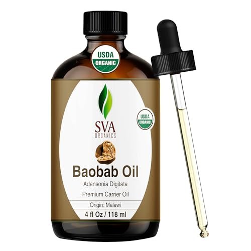 SVA Baobab Samenöl Bio - 118 ml – 100% natürlich kaltgepresstes Bio-Baobaböl – für Gesicht, Hautpflege, Haarpflege, Kopfhautmassage & Körpermassage – Trägeröl mit Pipette