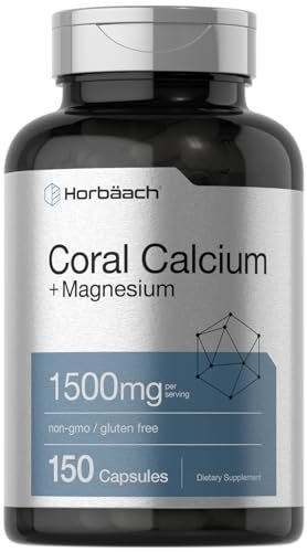 Horbäach Korallenkalzium 1500mg Kapseln | 150 Stück | Mit Magnesium | Non-GMO & Glutenfrei