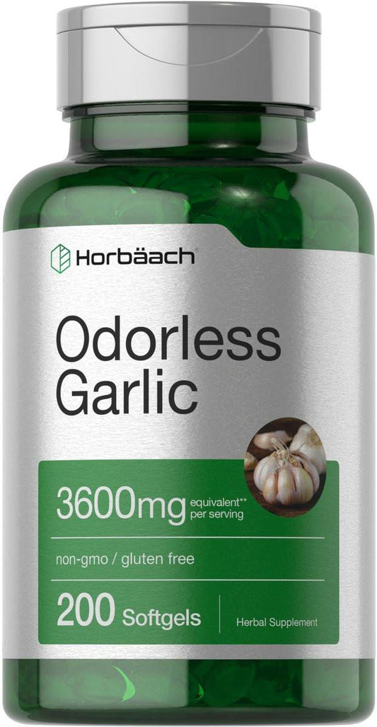Horbäach Knoblauch Softgel Kapseln | 200 Stück | Hochkonzentrierter Kräuterextrakt | Ohne Gentechnik & Glutenfrei