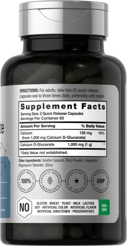Horbäach Calcium D-Glucarat 1000mg – 120 Kapseln | Nicht-GVO, Glutenfrei