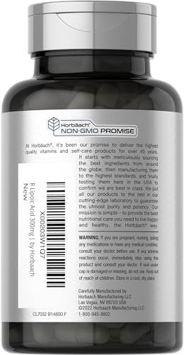 Horbäach Stabilisierte R-Liponsäure 300mg | 60 Kapseln | mit Biotin-Optimierer | Non-GMO, Glutenfrei | Na-RALA Nahrungsergänzungsmittel
