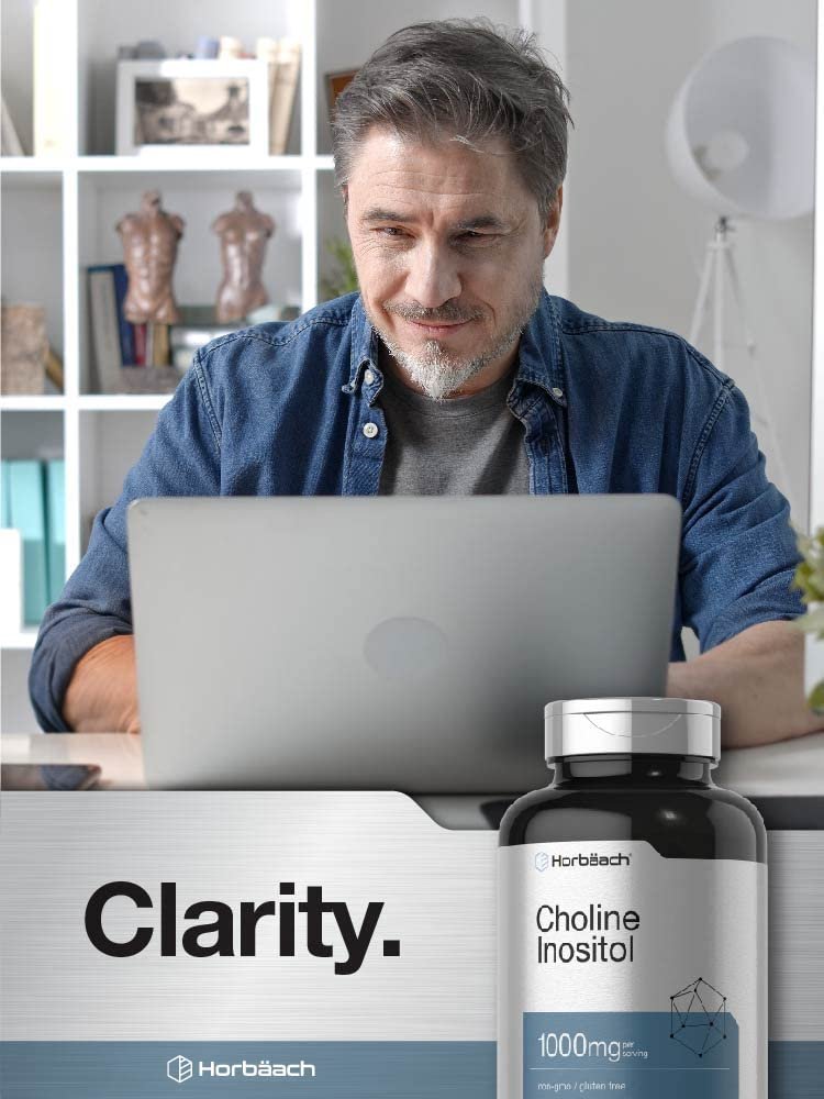 Horbaach Cholin Inositol 1000 mg Nahrungsergänzungsmittel | 200 Kapseln | Nicht-GVO, Glutenfrei