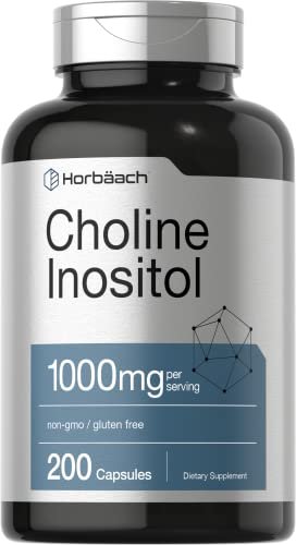 Horbaach Cholin Inositol 1000 mg Nahrungsergänzungsmittel | 200 Kapseln | Nicht-GVO, Glutenfrei