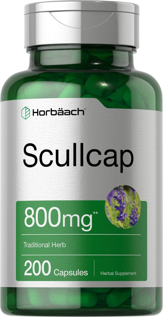 Horbaach Helmkraut Kräuterextrakt | 200 Kapseln | Scullcap Nahrungsergänzung für Männer und Frauen | Scutellaria Baicalensis | Non-GMO und Glutenfrei