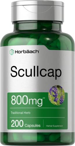 Horbaach Helmkraut Kräuterextrakt | 200 Kapseln | Scullcap Nahrungsergänzung für Männer und Frauen | Scutellaria Baicalensis | Non-GMO und Glutenfrei