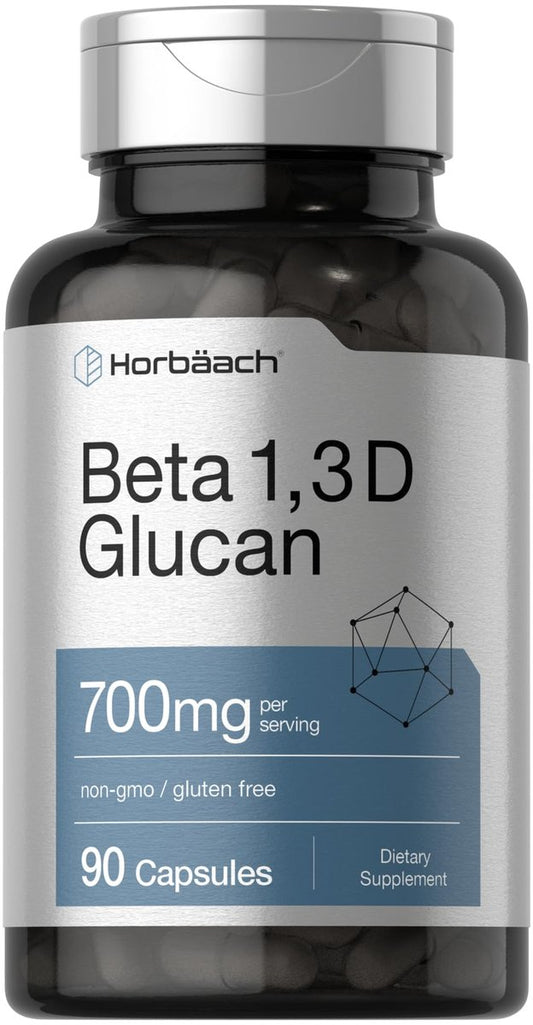 Horbäach Beta Glucan 1,3D 700 mg | 90 Kapseln | Beta 1,3, 1,6 D Glucan | Nicht-GMO, Glutenfrei