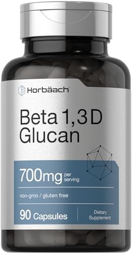 Horbäach Beta Glucan 1,3D 700 mg | 90 Kapseln | Beta 1,3, 1,6 D Glucan | Nicht-GMO, Glutenfrei