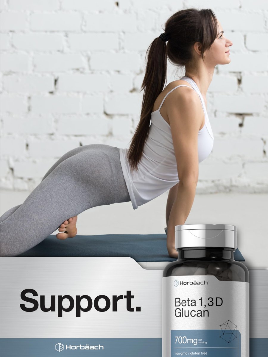 Horbäach Beta Glucan 1,3D 700 mg | 90 Kapseln | Beta 1,3, 1,6 D Glucan | Nicht-GMO, Glutenfrei