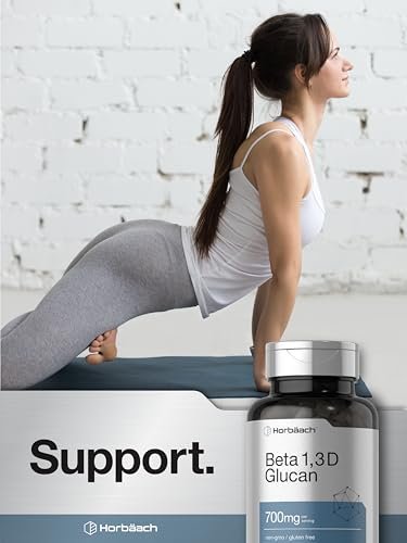 Horbäach Beta Glucan 1,3D 700 mg | 90 Kapseln | Beta 1,3, 1,6 D Glucan | Nicht-GMO, Glutenfrei
