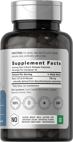 Horbäach Beta Glucan 1,3D 700 mg | 90 Kapseln | Beta 1,3, 1,6 D Glucan | Nicht-GMO, Glutenfrei