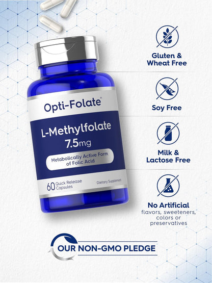 Carlyle L-Methylfolat 7,5 mg | 60 Kapseln | Optimiert und aktiviert | Nicht-GVO, glutenfrei | Methylfolat, 5-MTHF | von Opti-Folate