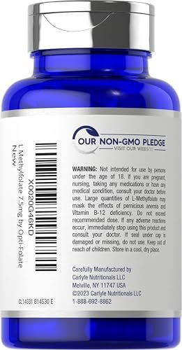 Carlyle L-Methylfolat 7,5 mg | 60 Kapseln | Optimiert und aktiviert | Nicht-GVO, glutenfrei | Methylfolat, 5-MTHF | von Opti-Folate