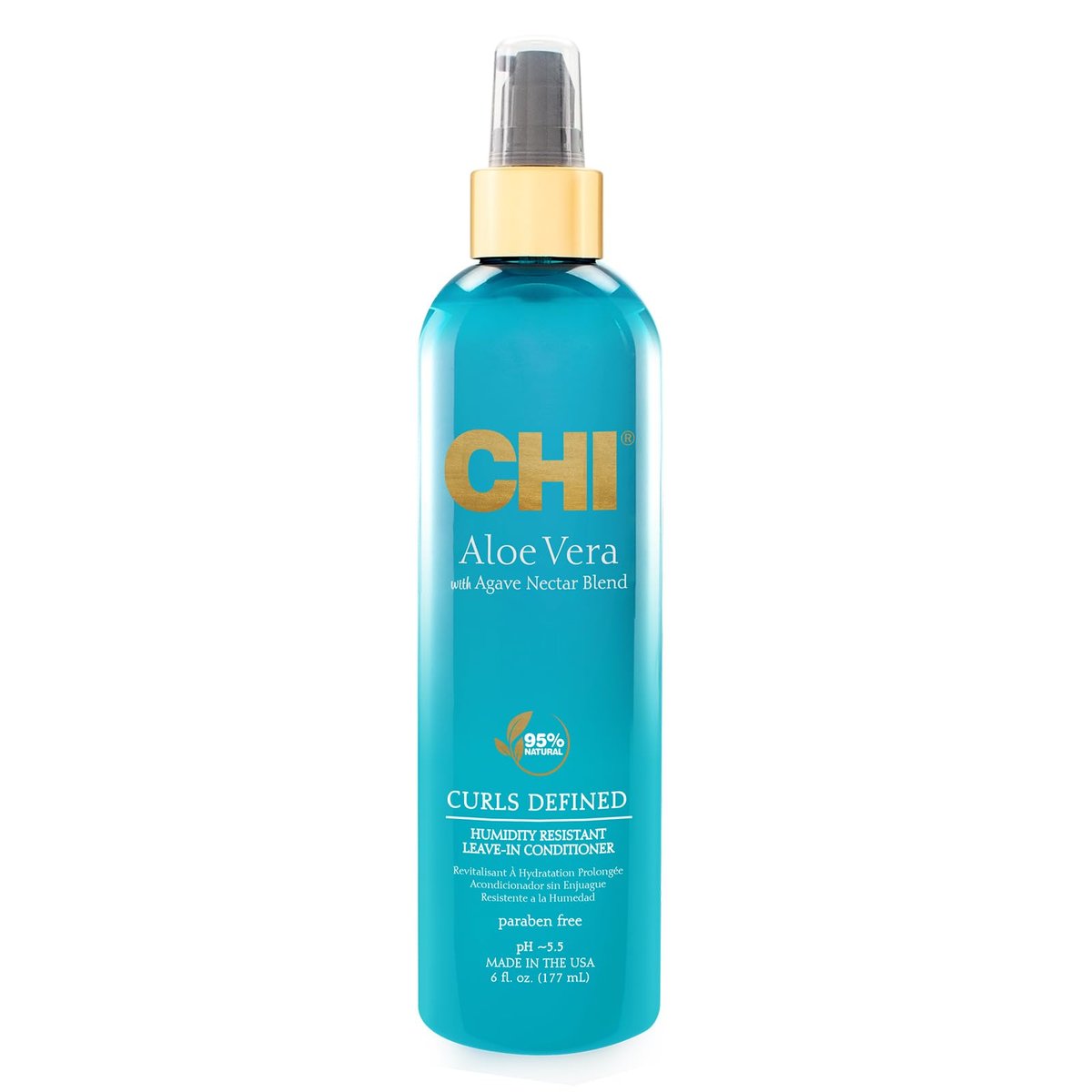 CHI Aloe Vera Feuchtigkeitsspendender Leave-In Conditioner für definierte, glatte & krausfreie Locken – sulfat-, paraben- & tierversuchsfrei, 177 ml