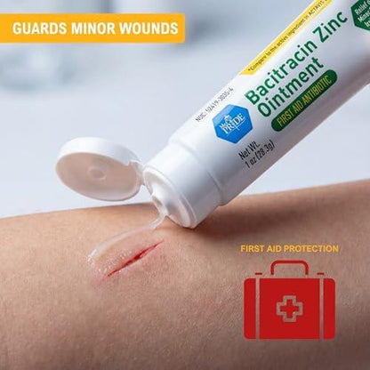 MED PRIDE Bacitracin-Zink-Salbe, 4er-Pack mit 1-oz-Tuben – Bulk-Erste-Hilfe-Antibiotikasalbe für Schnitte, Schürfwunden, kleine Verbrennungen & Wunden – Infektionsprävention & Hautschutz