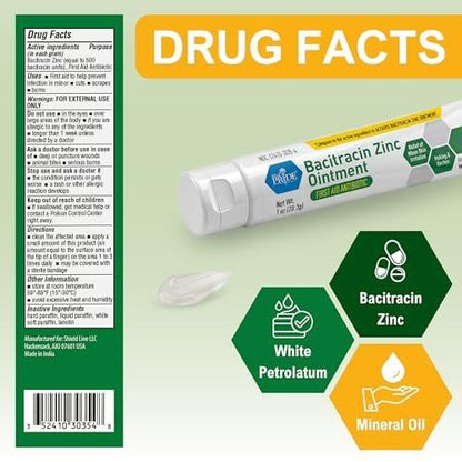 MED PRIDE Bacitracin-Zink-Salbe, 4er-Pack mit 1-oz-Tuben – Bulk-Erste-Hilfe-Antibiotikasalbe für Schnitte, Schürfwunden, kleine Verbrennungen & Wunden – Infektionsprävention & Hautschutz