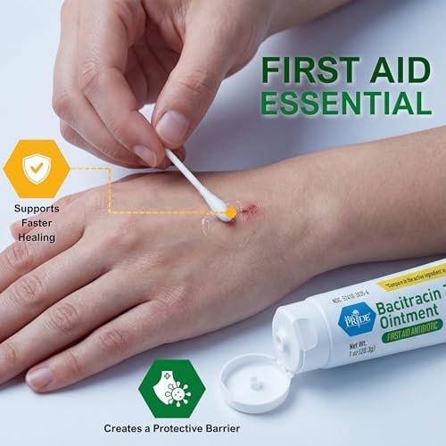 MED PRIDE Bacitracin-Zink-Salbe, 4er-Pack mit 1-oz-Tuben – Bulk-Erste-Hilfe-Antibiotikasalbe für Schnitte, Schürfwunden, kleine Verbrennungen & Wunden – Infektionsprävention & Hautschutz