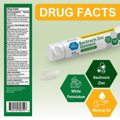 MED PRIDE Bacitracin-Zink-Salbe, 4er-Pack mit 1-oz-Tuben – Bulk-Erste-Hilfe-Antibiotikasalbe für Schnitte, Schürfwunden, kleine Verbrennungen & Wunden – Infektionsprävention & Hautschutz