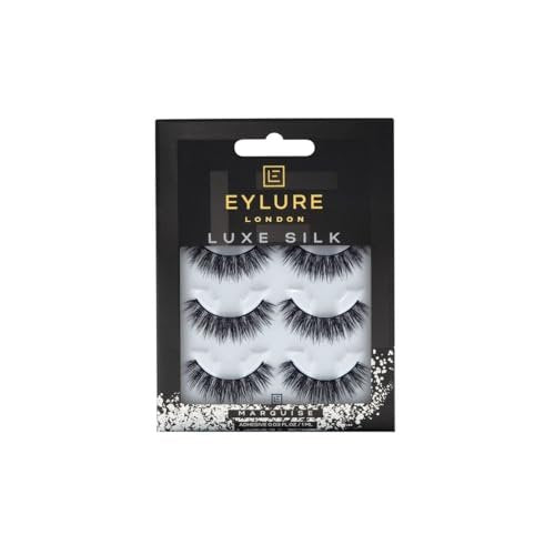 Eylure Luxe Silk Marquise Wimpern mit Kleber, 3 Paar – Faux Mink, Schwarz