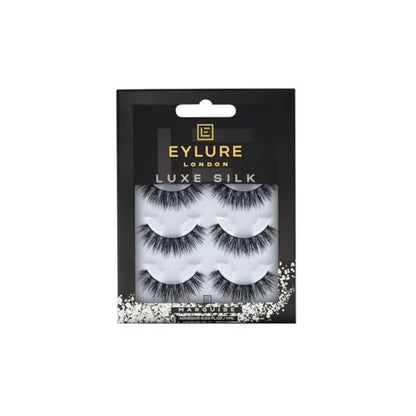 Eylure Luxe Silk Marquise Wimpern mit Kleber, 3 Paar – Faux Mink, Schwarz