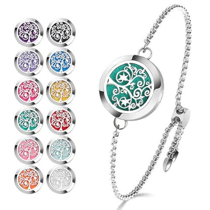 ttstar Aromatherapie-Diffuser-Armband aus Edelstahl mit 24 Nachfüllpads – Baum der Hoffnung