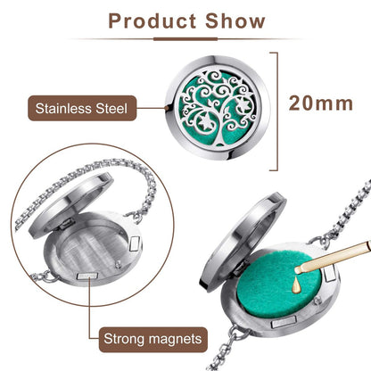 ttstar Aromatherapie-Diffuser-Armband aus Edelstahl mit 24 Nachfüllpads – Baum der Hoffnung