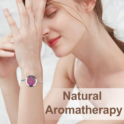 ttstar Aromatherapie-Diffuser-Armband aus Edelstahl mit 24 Nachfüllpads – Baum der Hoffnung