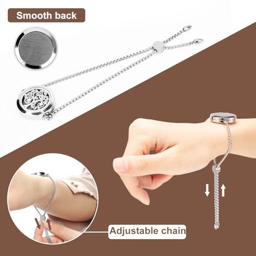 ttstar Aromatherapie-Diffuser-Armband aus Edelstahl mit 24 Nachfüllpads – Baum der Hoffnung