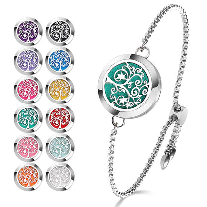 ttstar Aromatherapie-Diffuser-Armband aus Edelstahl mit 24 Nachfüllpads – Baum der Hoffnung