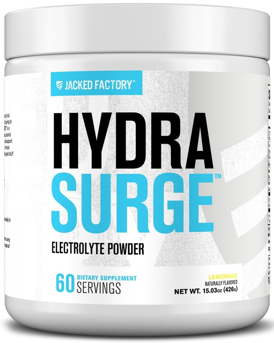 Jacked Factory HYDRASURGE Elektrolyt-Pulver – Hydrationspräparat mit wichtigen Mineralien, Himalaya-Meersalz, Kokoswasser – Keto-freundlich, natürlich gesüßt – 60 Portionen, erfrischende Limonade