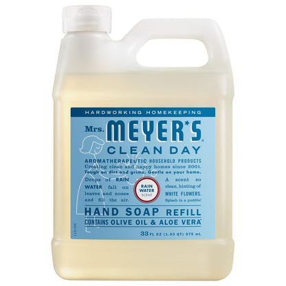 MRS. MEYER'S CLEAN DAY Handseife Nachfüllpackung, Regenwasserduft, 33 Fl Oz (ca. 976 ml)
