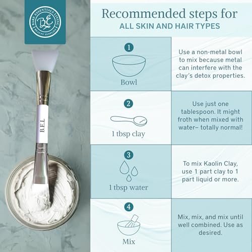 Bare Essentials Living - Weißes Kaolin-Tonpulver (2 Pfund) 100% natürliches weißes Tonpulver für Samenbomben, weiße Tonmaske, DIY-Spa, Seife, Badebombe, Deodorant, kann als Kaolin-Ton für die Gartenarbeit verwendet werden