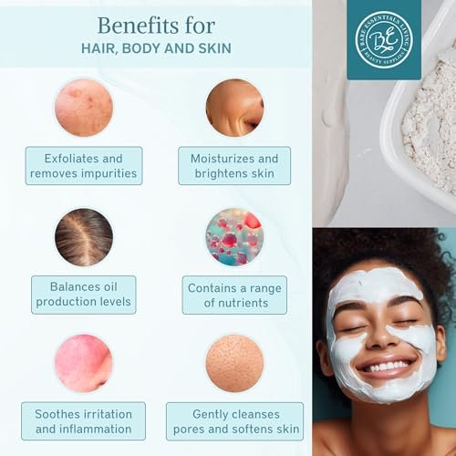 Bare Essentials Living - Weißes Kaolin-Tonpulver (2 Pfund) 100% natürliches weißes Tonpulver für Samenbomben, weiße Tonmaske, DIY-Spa, Seife, Badebombe, Deodorant, kann als Kaolin-Ton für die Gartenarbeit verwendet werden